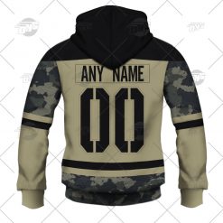 Alternative view of NHL Arizona Coyotes Custom Name Number Camo Military Appreciation Team Jersey Zip Up Hoodie