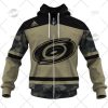 NHL Carolina Hurricanes Custom Name Number Camo Military Appreciation Team Jersey Zip Up Hoodie