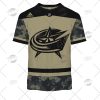 NHL Columbus Blue Jackets Custom Name Number Camo Military Appreciation Team Jersey T-Shirt
