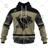 NHL Pittsburgh Penguins Custom Name Number Camo Military Appreciation Team Jersey Zip Up Hoodie
