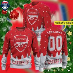 Arsenal FC Custom Name Number Christmas Sweater