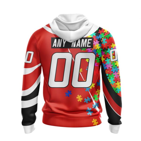 NHL Carolina Hurricanes Custom Name Number Autism Awareness Pullover Hoodie
