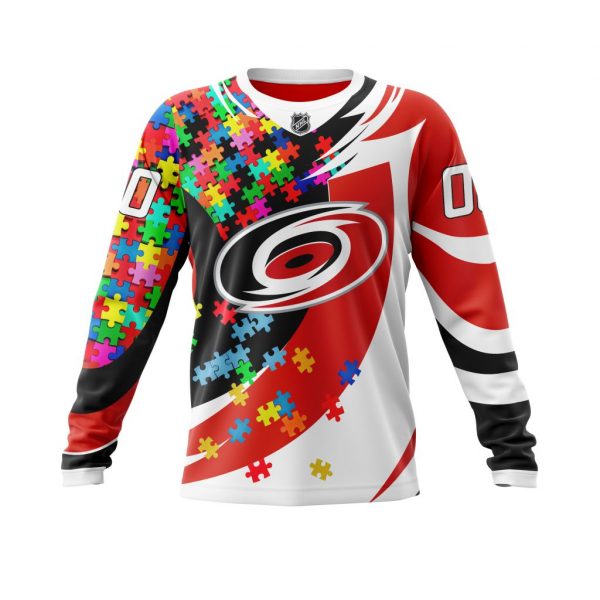 NHL Carolina Hurricanes Custom Name Number Autism Awareness Sweatshirt NHL Carolina Hurricanes Custom Name Number Autism Awareness Sweatshirt
