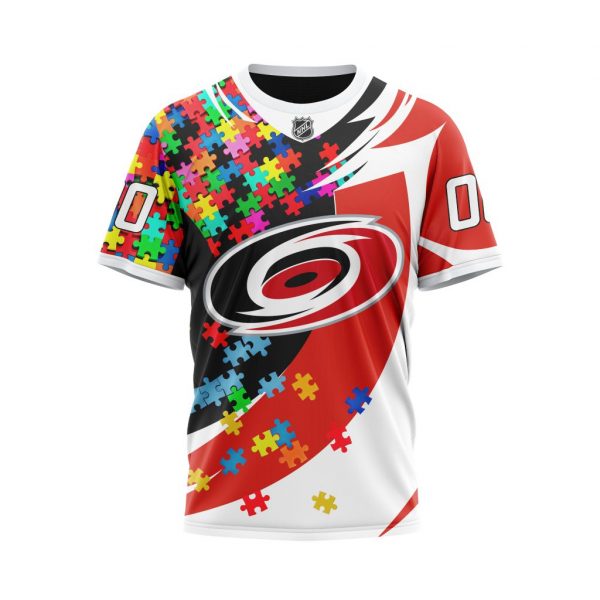 NHL Carolina Hurricanes Custom Name Number Autism Awareness T-Shirt