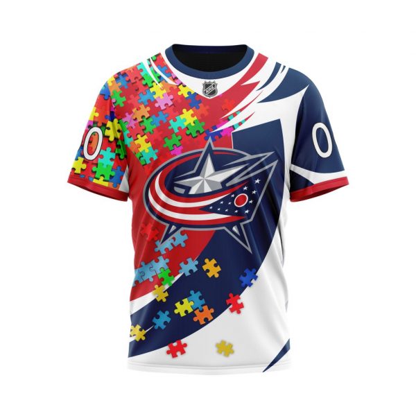 NHL Columbus Blue Jackets Custom Name Number Autism Awareness T-Shirt NHL Columbus Blue Jackets Custom Name Number Autism Awareness T-Shirt