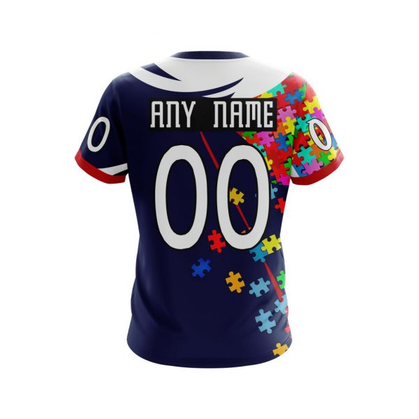 NHL Columbus Blue Jackets Custom Name Number Autism Awareness T-Shirt NHL Columbus Blue Jackets Custom Name Number Autism Awareness T-Shirt