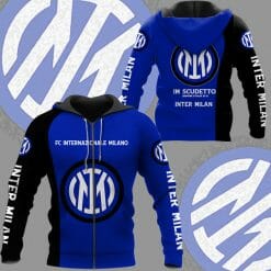 Inter Milan Blue Black Zip Up Hoodie V1