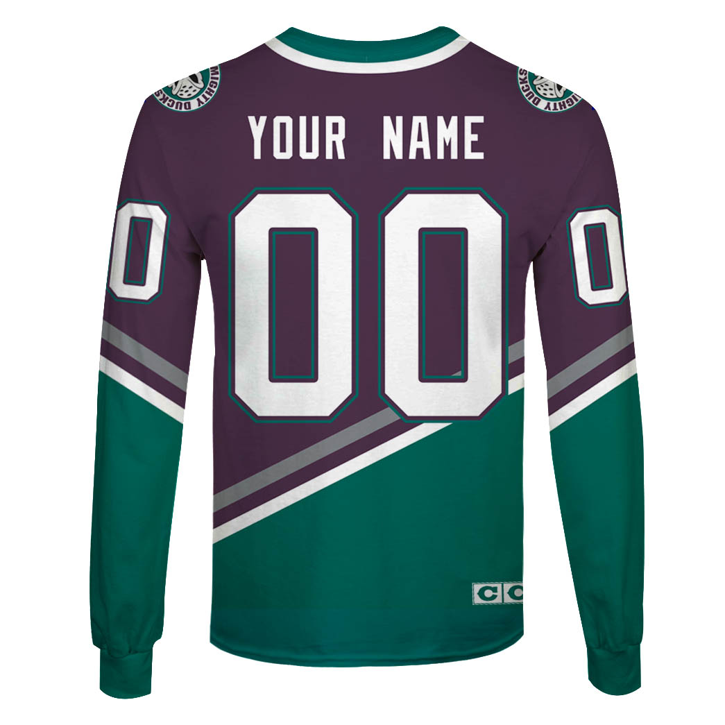 NHL Anaheim Ducks Custom Name Number 90s Vintage Throwback Away Jersey Purple Sweatshirt