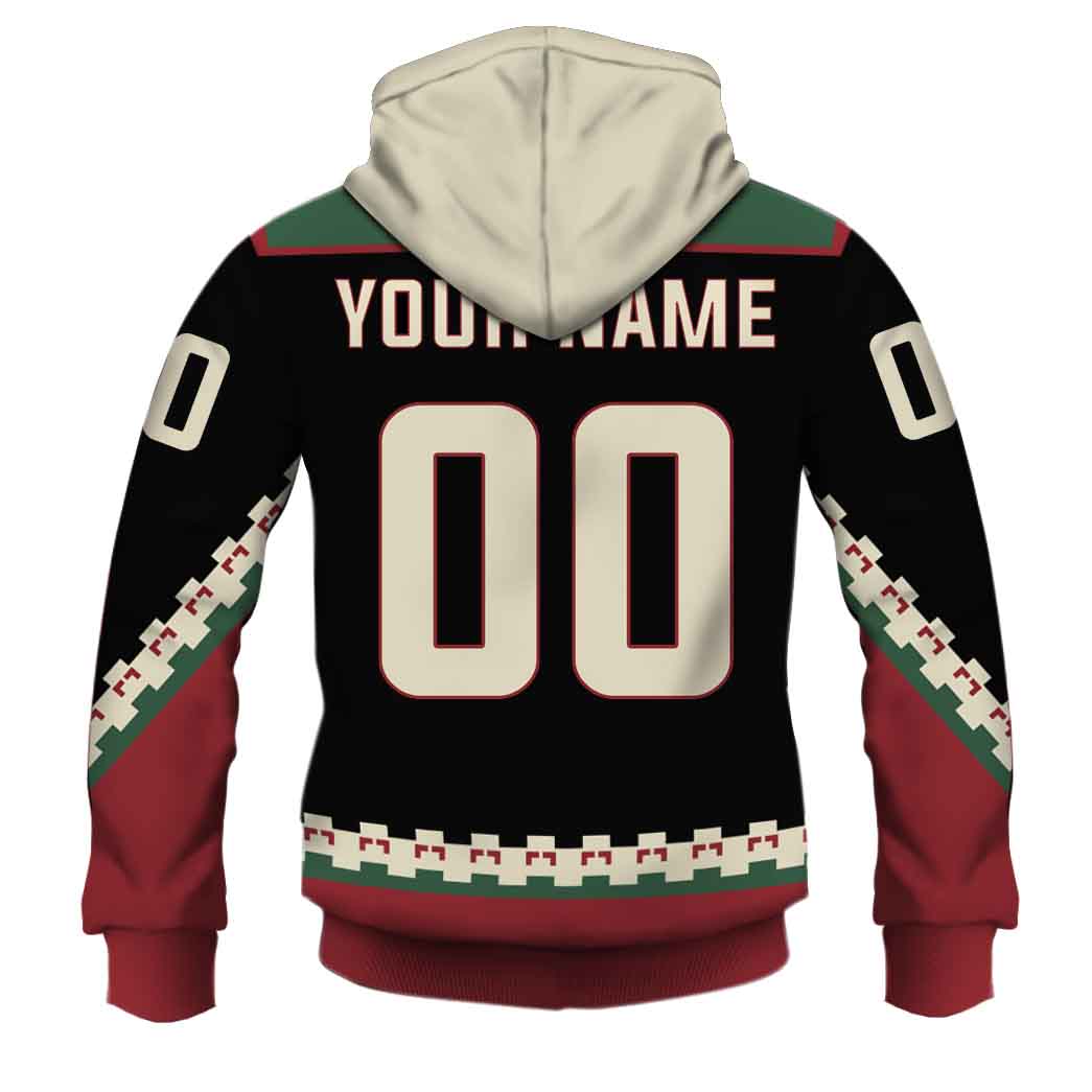 NHL Arizona Coyotes Custom Name Number 90s Vintage Home Jersey Zip Up Hoodie NHL Arizona Coyotes Custom Name Number 90s Vintage Home Jersey Zip Up Hoodie