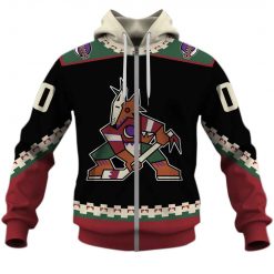 NHL Arizona Coyotes Custom Name Number 90s Vintage Home Jersey Zip Up Hoodie