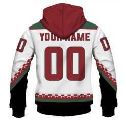 Alternative view of NHL Arizona Coyotes Custom Name Number 90s Vintage Away Jersey Zip Up Hoodie