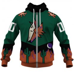 NHL Arizona Coyotes Custom Name Number 90s Vintage Alt. Jersey Zip Up Hoodie