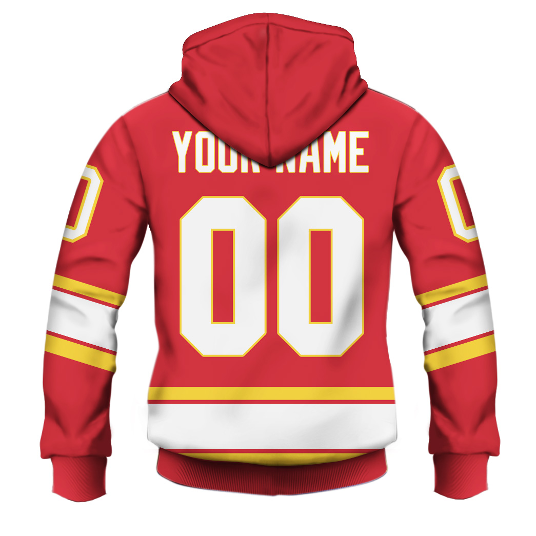 NHL Calgary Flames Custom Name Number 70s Vintage Home Jersey Zip Up Hoodie NHL Calgary Flames Custom Name Number 70s Vintage Home Jersey Zip Up Hoodie