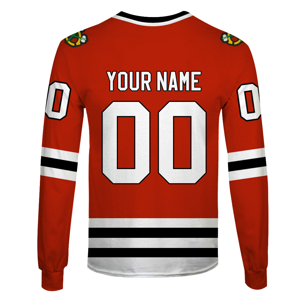 NHL Chicago Blackhawks Custom Name Number Throwback Vintage Jersey Sweatshirt