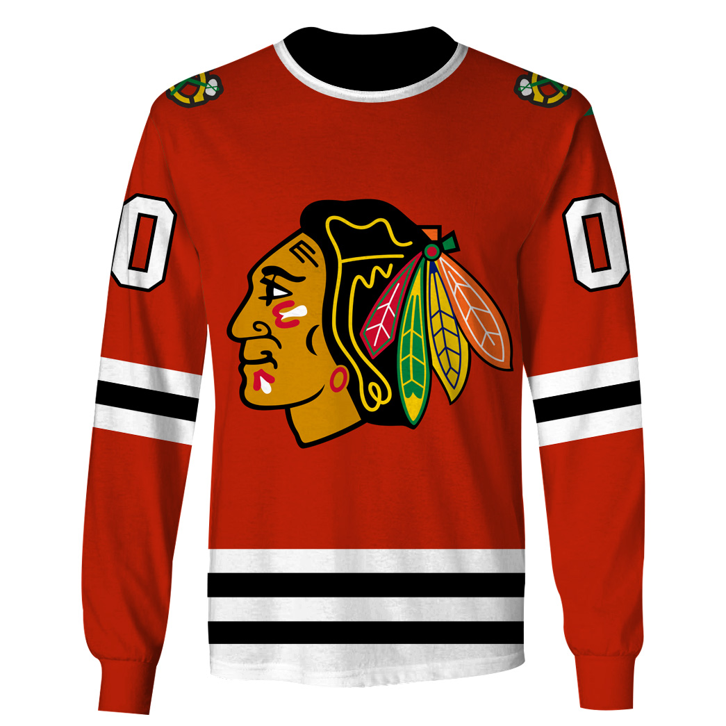 NHL Chicago Blackhawks Custom Name Number Throwback Vintage Jersey Sweatshirt
