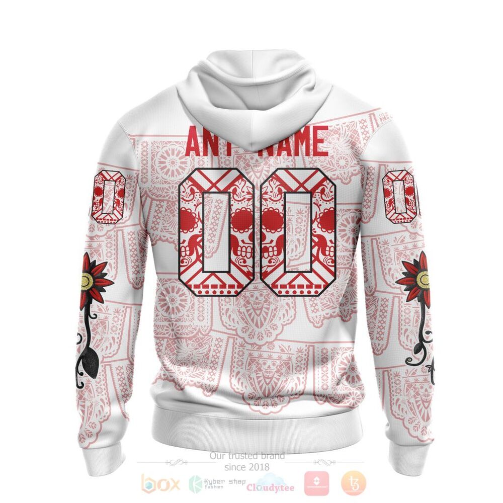 NHL Calgary Flames Custom Name Number Sugar Skull Heritage Jersey Pullover Hoodie NHL Calgary Flames Custom Name Number Sugar Skull Heritage Jersey Pullover Hoodie