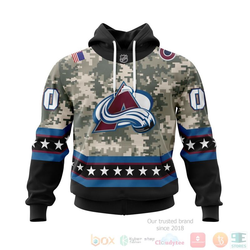 NHL Colorado Avalanche Custom Name Number Honor Military White Camo Pullover Hoodie NHL Colorado Avalanche Custom Name Number Honor Military White Camo Pullover Hoodie