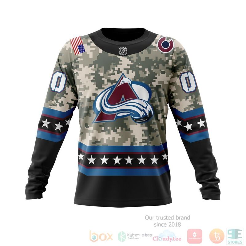 NHL Colorado Avalanche Custom Name Number Honor Military White Camo Sweatshirt