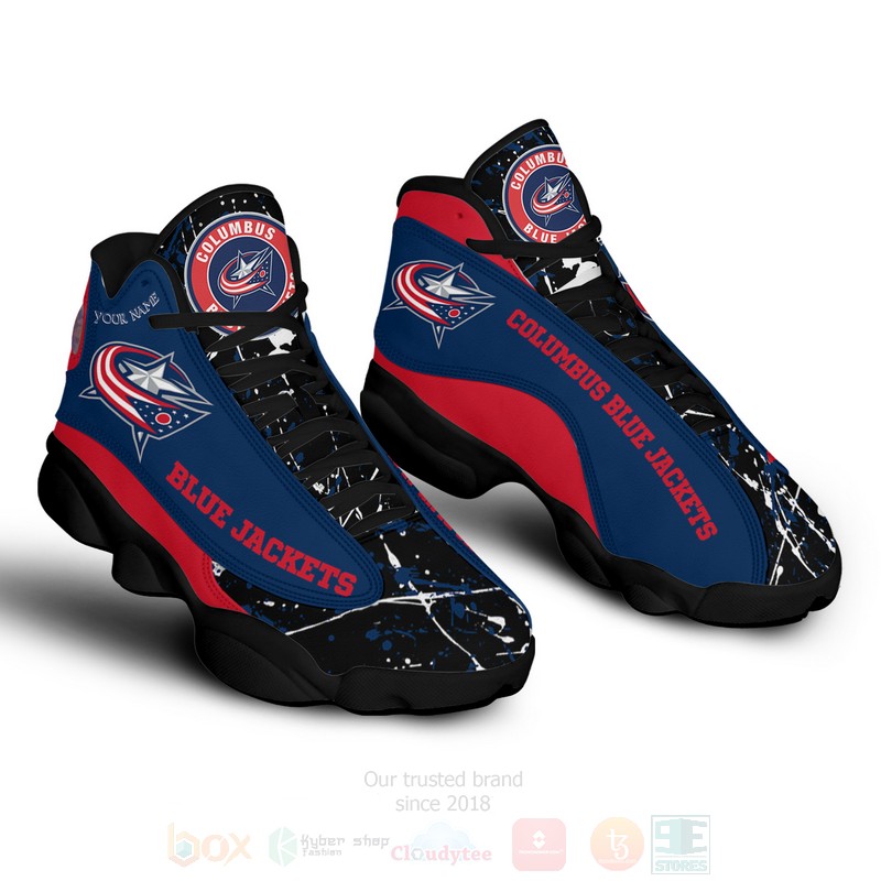 NHL Columbus Blue Jackets Custom Name Blue Air Jordan 13 Shoes NHL Columbus Blue Jackets Custom Name Blue Air Jordan 13 Shoes