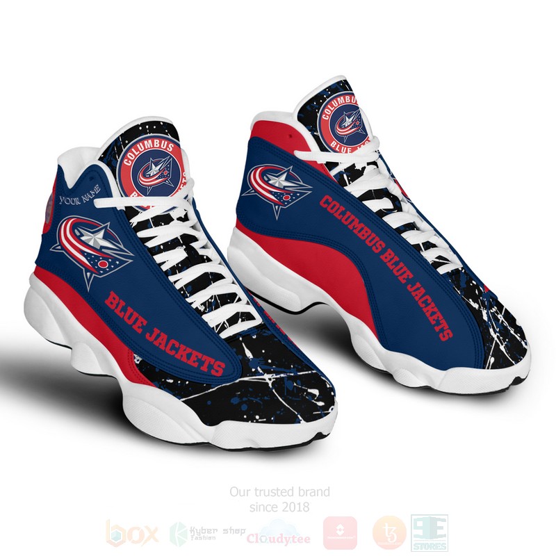 NHL Columbus Blue Jackets Custom Name Blue Air Jordan 13 Shoes NHL Columbus Blue Jackets Custom Name Blue Air Jordan 13 Shoes