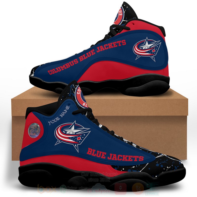 NHL Columbus Blue Jackets Custom Name Blue Air Jordan 13 Shoes NHL Columbus Blue Jackets Custom Name Blue Air Jordan 13 Shoes