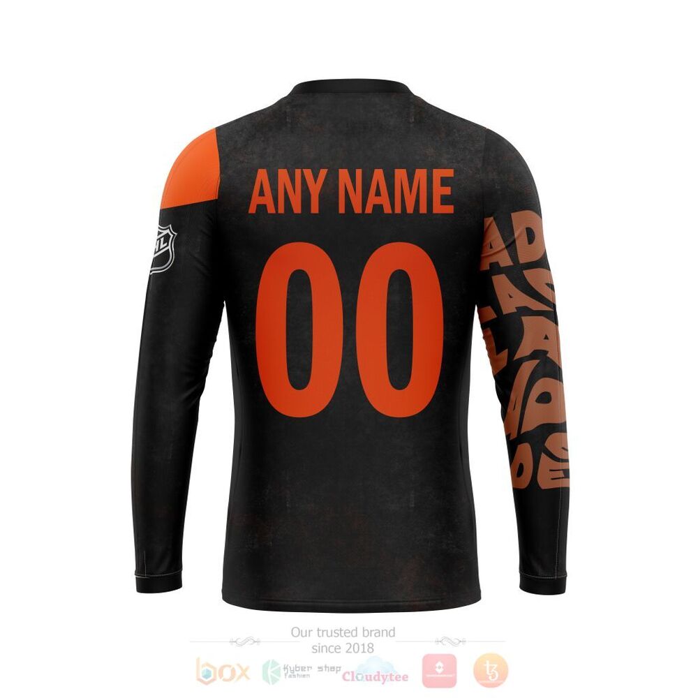 NHL Philadelphia Flyers Custom Name Number Skull Sweatshirt NHL Philadelphia Flyers Custom Name Number Skull Sweatshirt