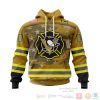 NHL Pittsburgh Penguins Custom Name Number Honnor Firefighter Pullover Hoodie