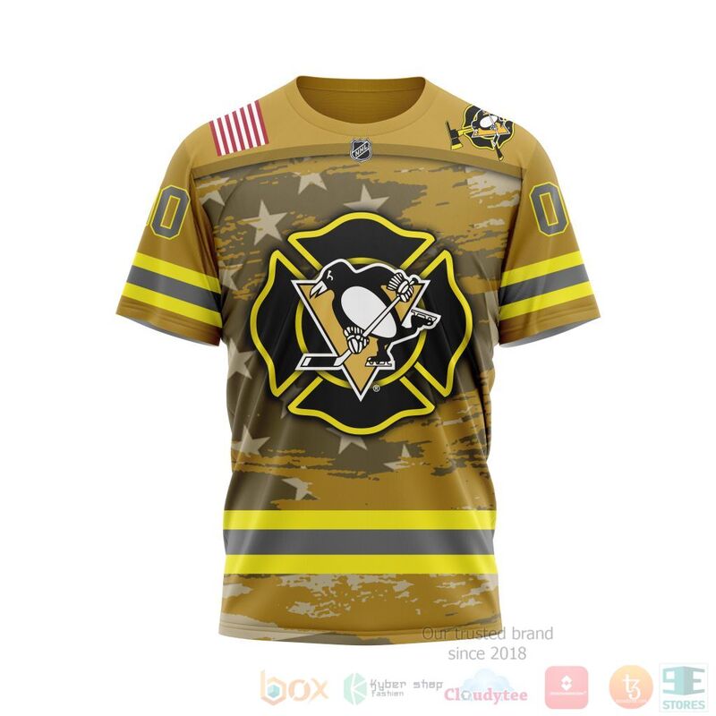 NHL Pittsburgh Penguins Custom Name Number Honnor Firefighter T-Shirt