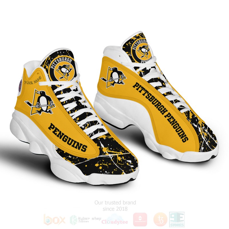 NHL Pittsburgh Penguins Custom Name Air Jordan 13 Shoes V2