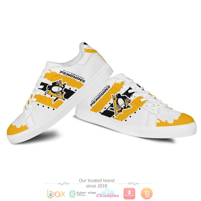 NHL Pittsburgh Penguins White Gold Stan Smith Shoes