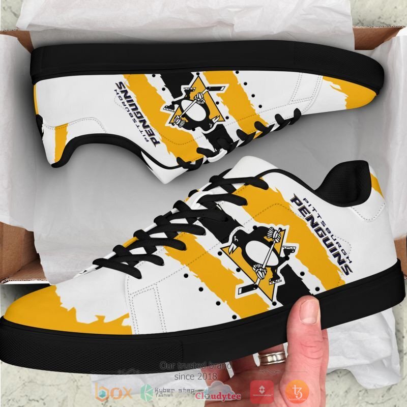 NHL Pittsburgh Penguins White Gold Stan Smith Shoes