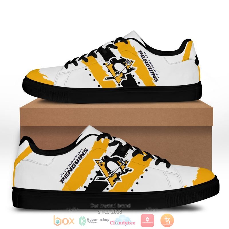 NHL Pittsburgh Penguins White Gold Stan Smith Shoes