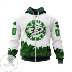 NHL Anaheim Ducks Custom Name Number Happy St Patricks Day Shamrock Jersey Zip Up Hoodie