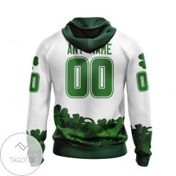 Alternative view of NHL Anaheim Ducks Custom Name Number Happy St Patricks Day Shamrock Jersey Zip Up Hoodie