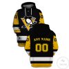 NHL Pittsburgh Penguins Custom Name Number Black Gold Pullover Hoodie