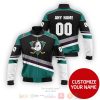 NHL Anaheim Ducks Custom Name Number Black Green Bomber Jacket