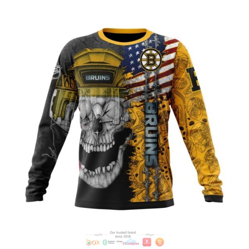 NHL Boston Bruins Custom Name Skull Sweatshirt