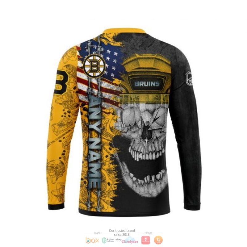 NHL Boston Bruins Custom Name Skull Sweatshirt