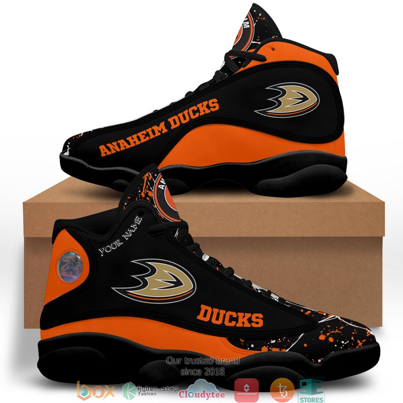 NHL Anaheim Ducks Custom Name Air Jordan 13 Shoes NHL Anaheim Ducks Custom Name Air Jordan 13 Shoes