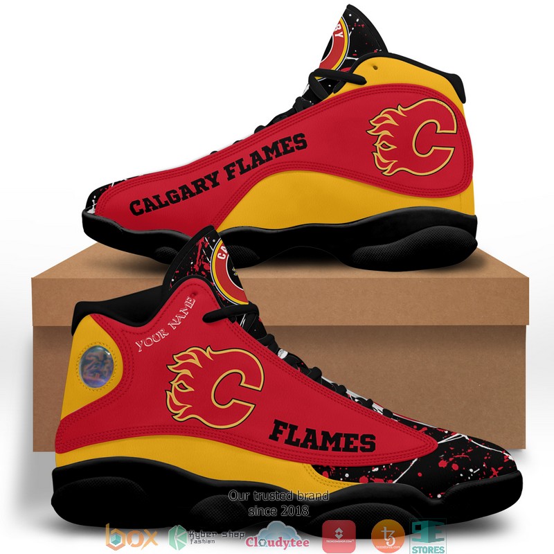 NHL Calgary Flames Custom Name Air Jordan 13 Shoes NHL Calgary Flames Custom Name Air Jordan 13 Shoes