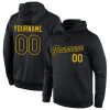 Custom Black Black-Gold Sports Pullover Hoodie
