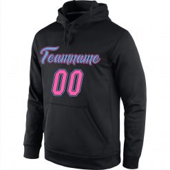 Custom Black Pink-Light Blue Sports Pullover Hoodie - Image 2