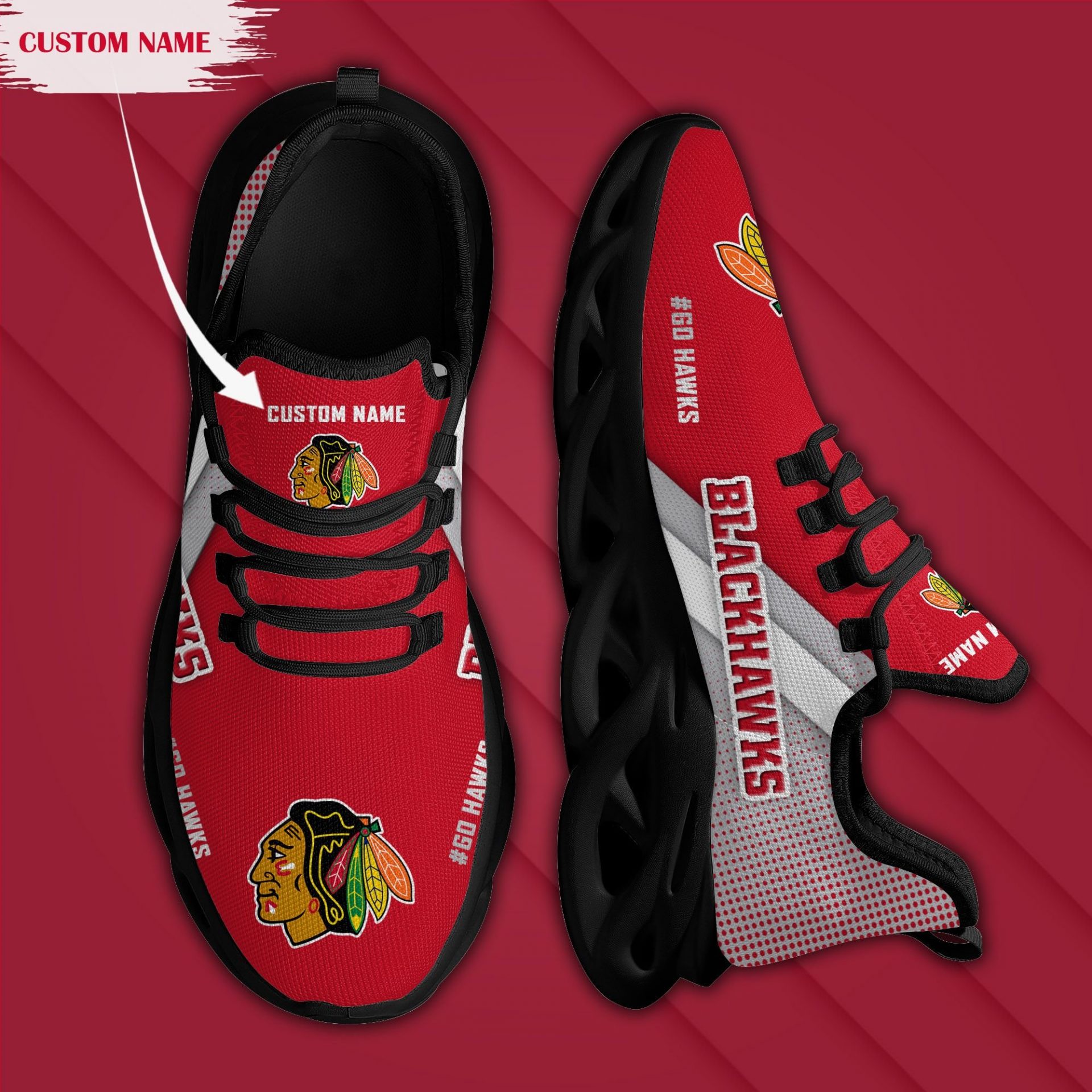 NHL Chicago Blackhawks Custom Name Max Soul Shoes
