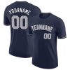 Custom Navy Gray-White T-Shirt