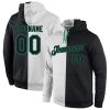 Custom White Black-Kelly Green Split Fashion Sports Pullover Hoodie