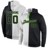 Custom White Black-Neon Green Split Fashion Sports Pullover Hoodie