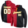 Custom Red White-Black Split Fashion Sports Pullover Hoodie