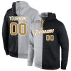 Custom Gray Old Gold-Black Split Fashion Sports Pullover Hoodie