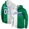 Custom Kelly Green White-Royal Split Fashion Sports Pullover Hoodie