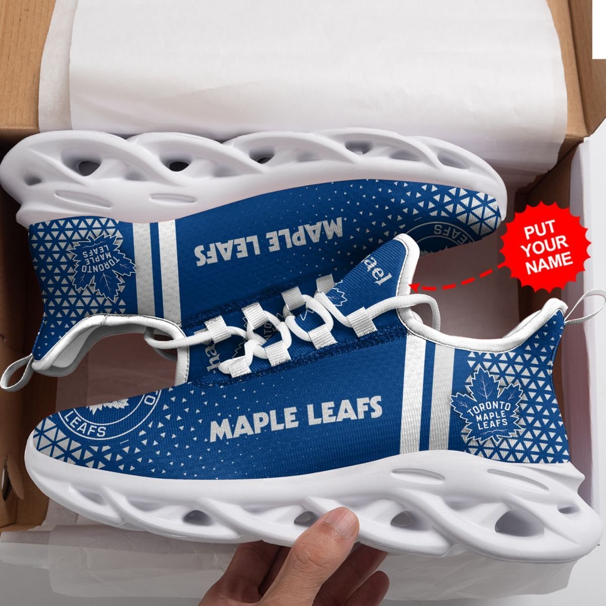 NHL Toronto Maple Leafs Custom Name Blue White Max Soul Shoes